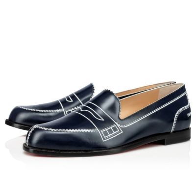 Zapatos Planos Mocalaureat Christian Louboutin Mujer - Azul Marino/Blancos - 1210308BL1U